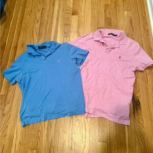 Men’s Ralph Lauren polo shirt, size large, two pack, blue and pink